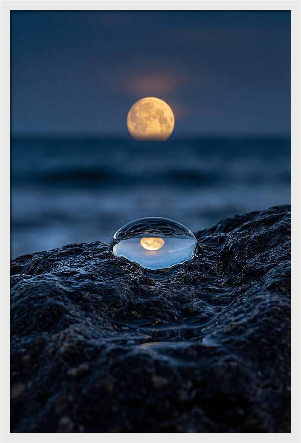 Moonrise Over Ocean Reflection