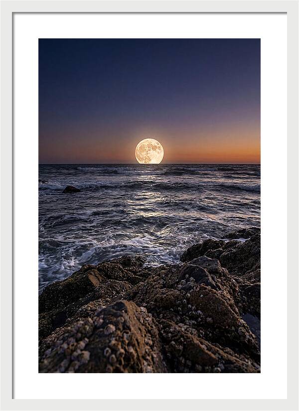 Moonrise Over Ocean Waves