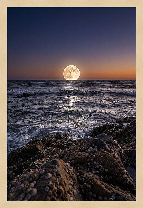 Moonrise Over Ocean Waves