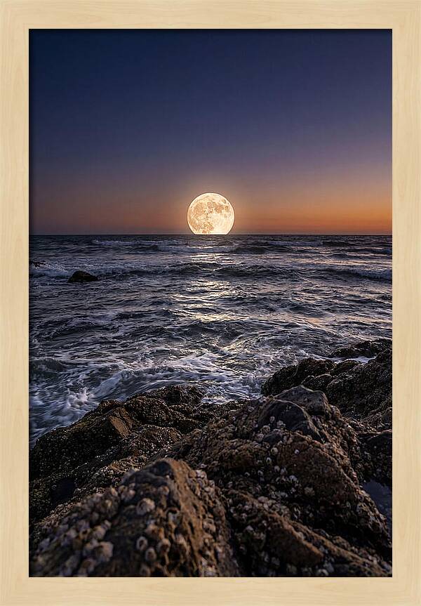Moonrise Over Ocean Waves
