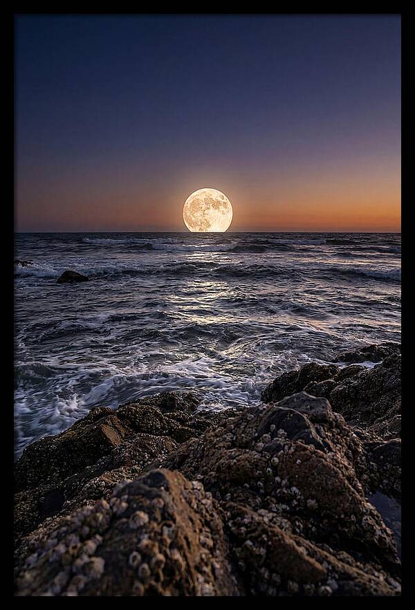 Moonrise Over Ocean Waves