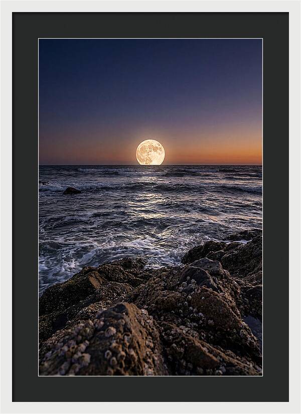 Moonrise Over Ocean Waves