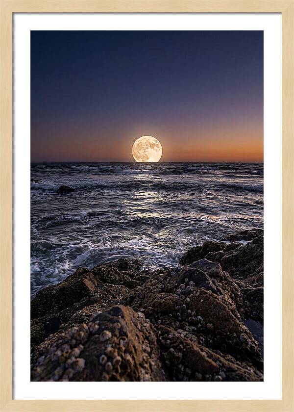 Moonrise Over Ocean Waves