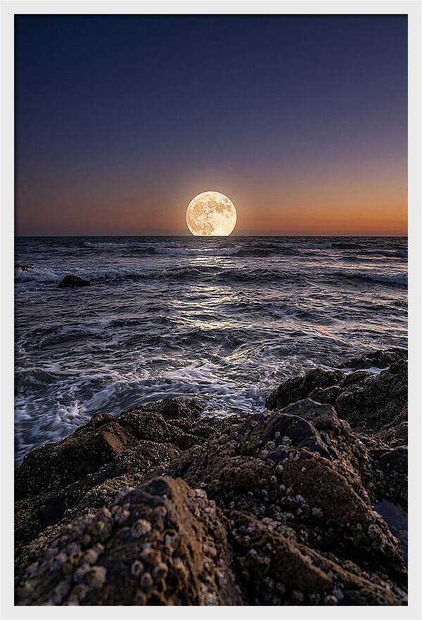Moonrise Over Ocean Waves