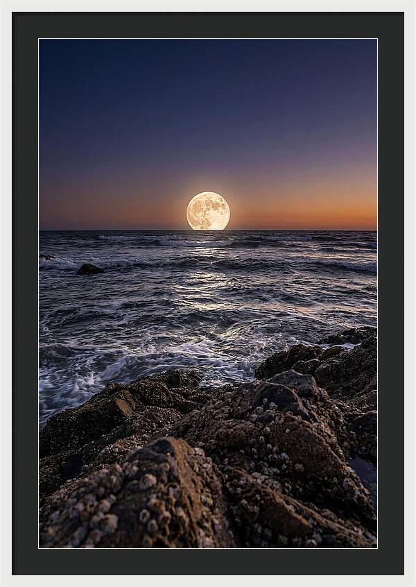 Moonrise Over Ocean Waves