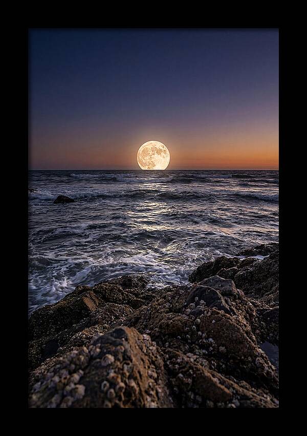 Moonrise Over Ocean Waves