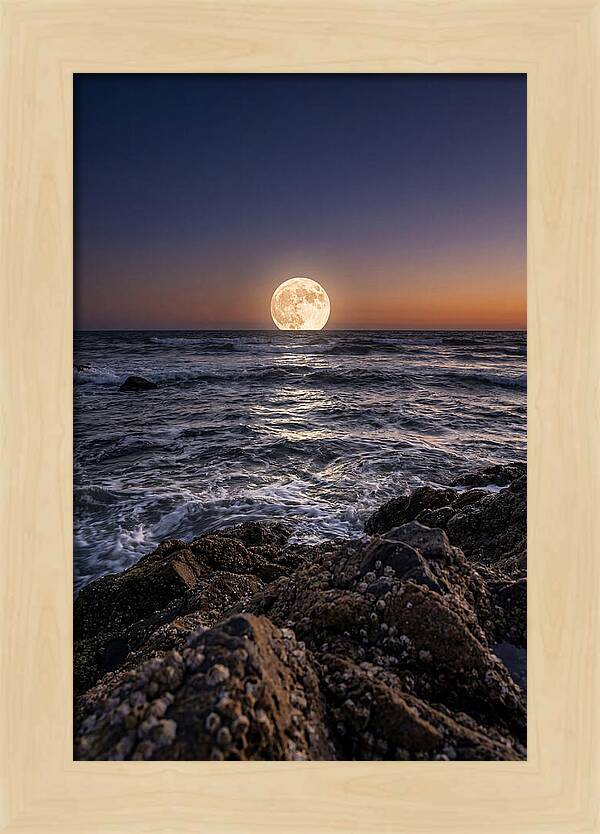 Moonrise Over Ocean Waves