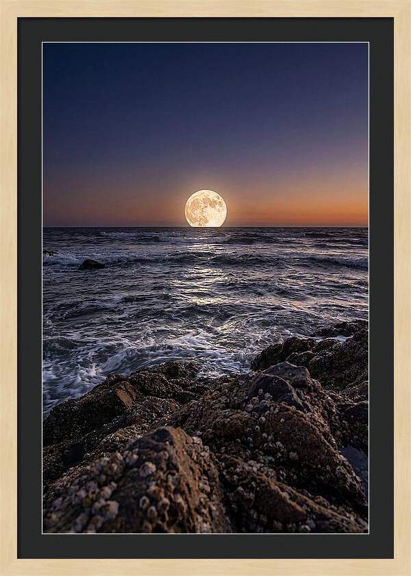 Moonrise Over Ocean Waves