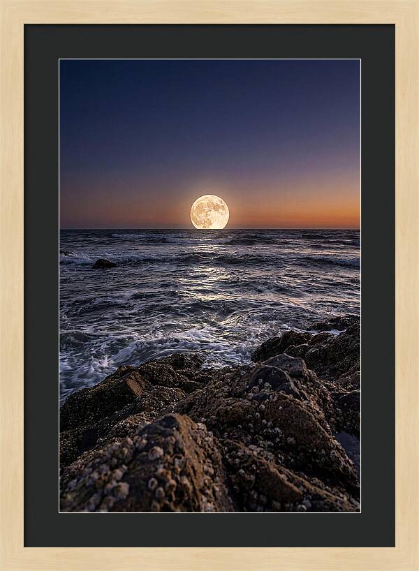 Moonrise Over Ocean Waves