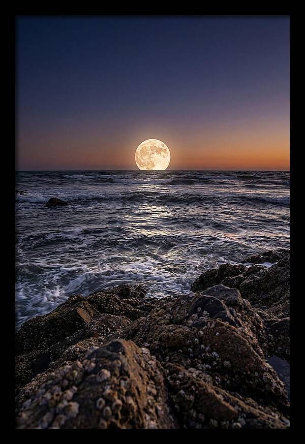 Moonrise Over Ocean Waves