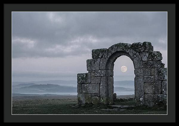 Moonrise Through Ancient Stone Doorway