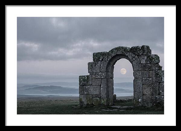 Moonrise Through Ancient Stone Doorway