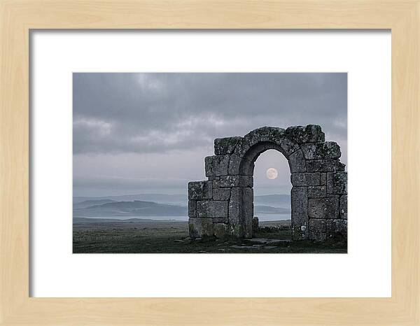 Moonrise Through Ancient Stone Doorway