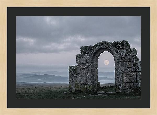 Moonrise Through Ancient Stone Doorway
