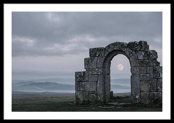 Moonrise Through Ancient Stone Doorway