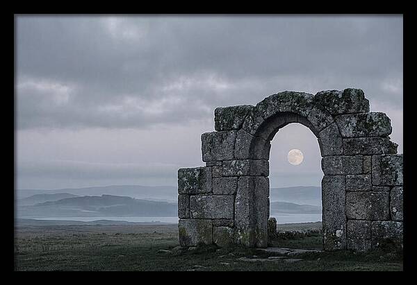 Moonrise Through Ancient Stone Doorway