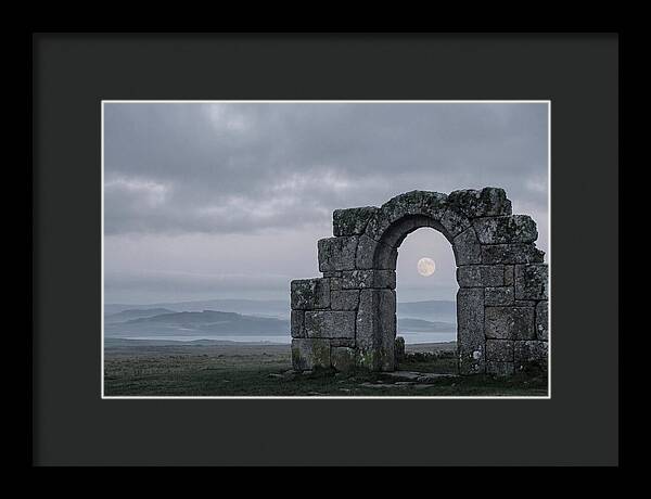 Moonrise Through Ancient Stone Doorway