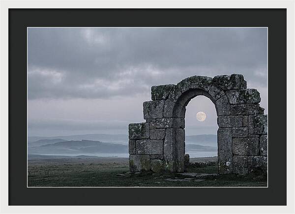 Moonrise Through Ancient Stone Doorway