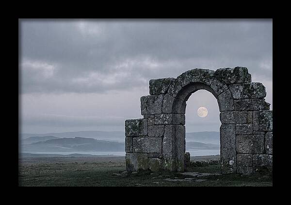 Moonrise Through Ancient Stone Doorway