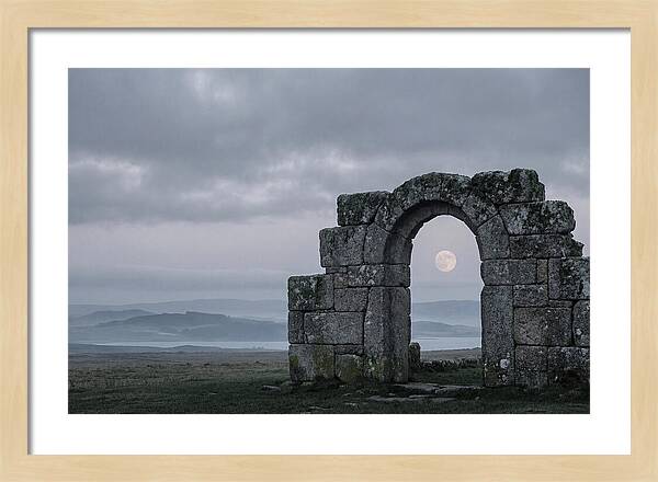 Moonrise Through Ancient Stone Doorway