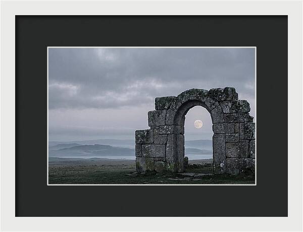 Moonrise Through Ancient Stone Doorway