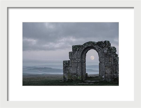 Moonrise Through Ancient Stone Doorway