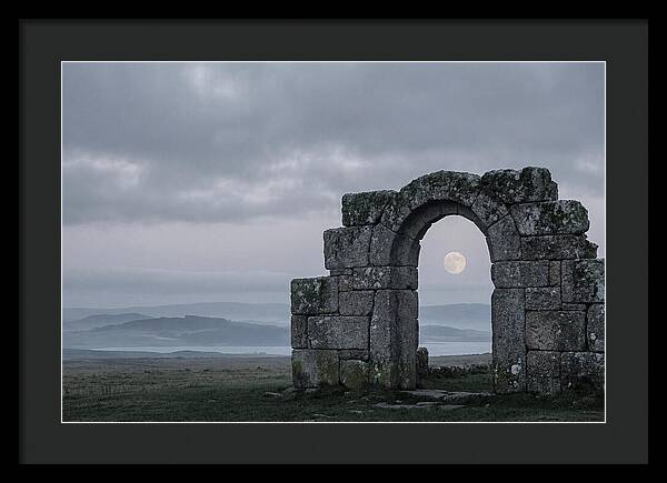 Moonrise Through Ancient Stone Doorway
