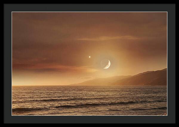 Moonset Over Ocean With Venus