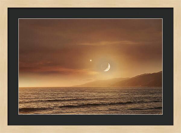 Moonset Over Ocean With Venus