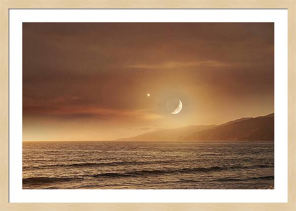 Moonset Over Ocean With Venus