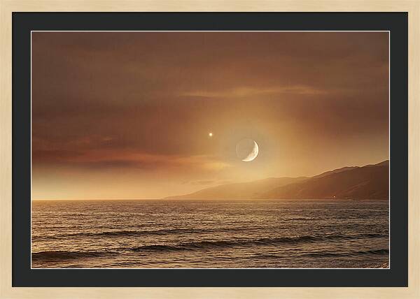 Moonset Over Ocean With Venus