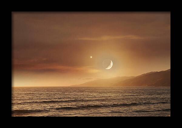Moonset Over Ocean With Venus