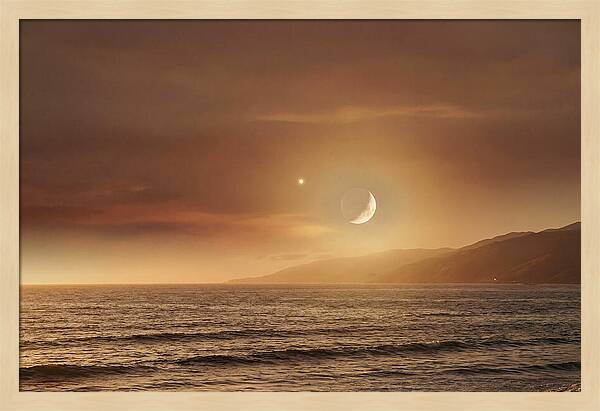 Moonset Over Ocean With Venus