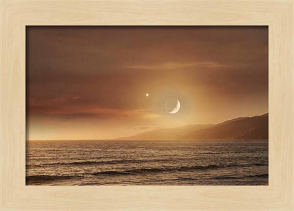 Moonset Over Ocean With Venus