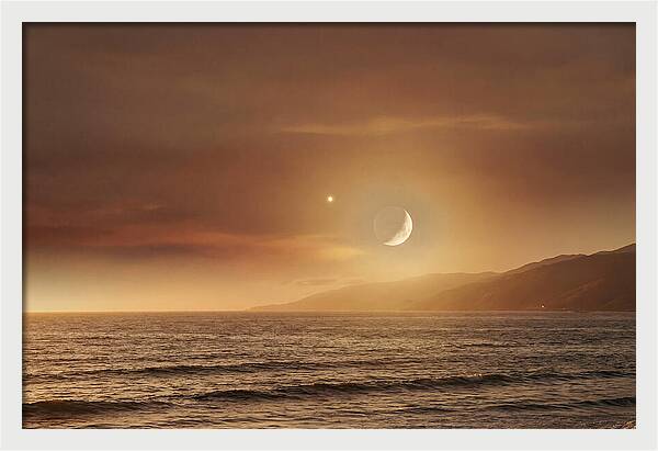 Moonset Over Ocean With Venus