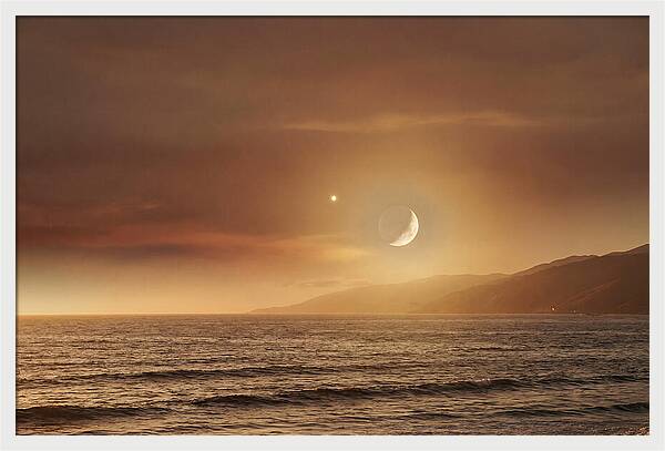Moonset Over Ocean With Venus