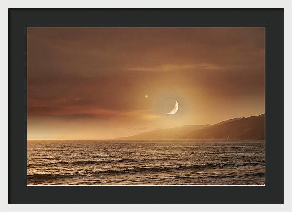 Moonset Over Ocean With Venus