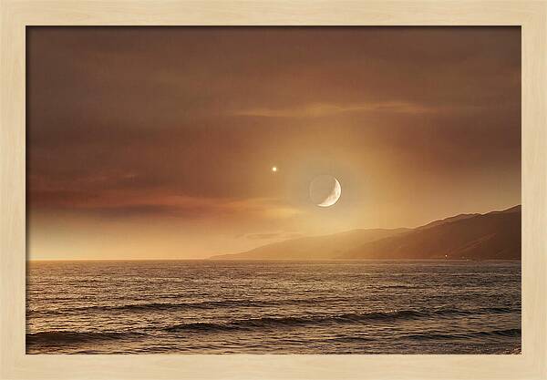 Moonset Over Ocean With Venus