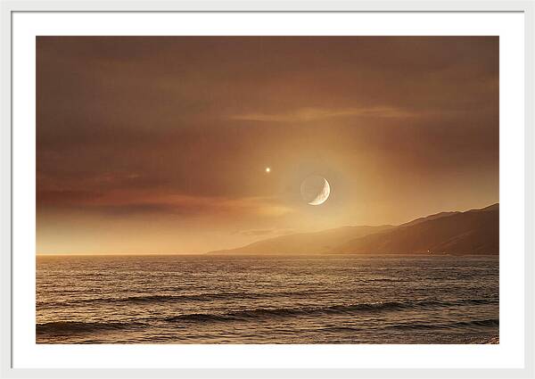 Moonset Over Ocean With Venus