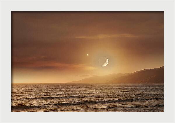 Moonset Over Ocean With Venus