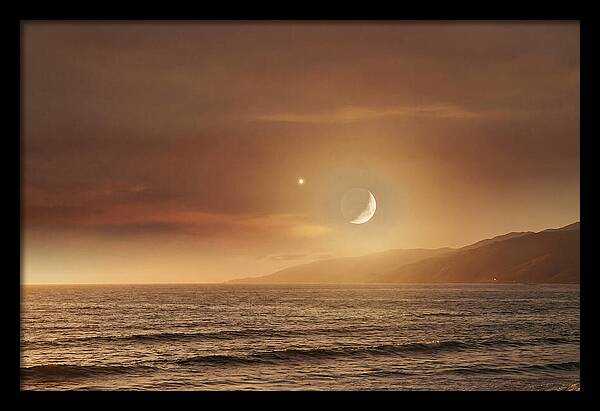 Moonset Over Ocean With Venus