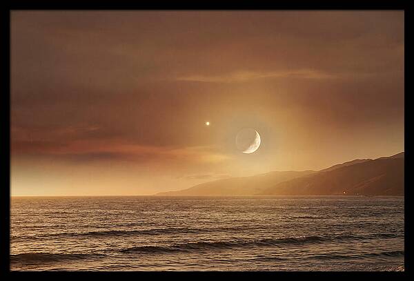 Moonset Over Ocean With Venus