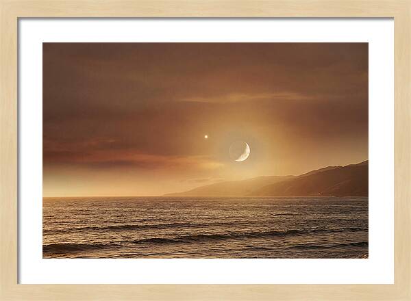 Moonset Over Ocean With Venus