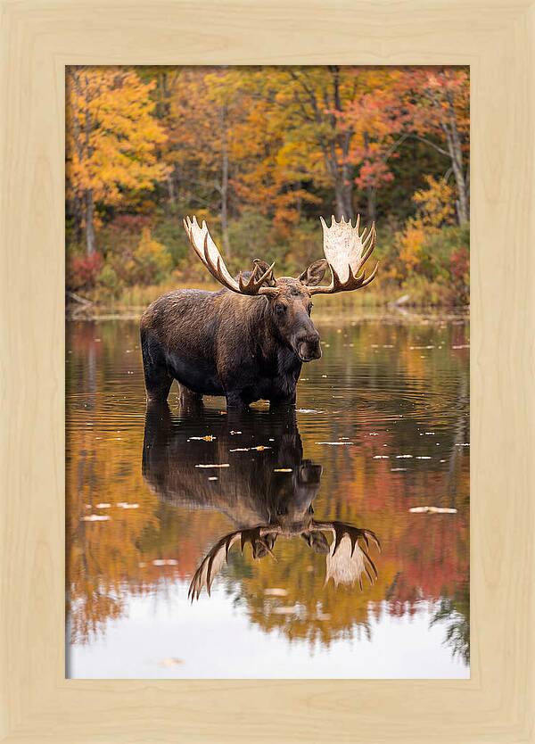 Moose Bull In Autumn Reflection