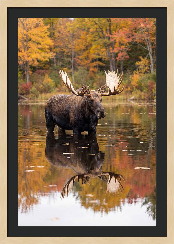 Moose Bull In Autumn Reflection