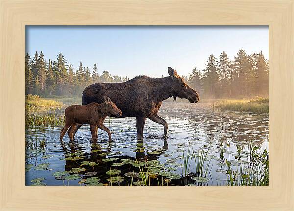 Moose Cow And Calf In Serenity