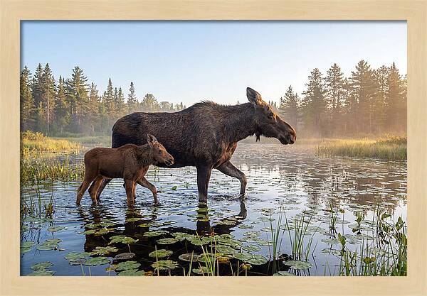Moose Cow And Calf In Serenity