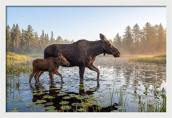 Moose Cow And Calf In Serenity