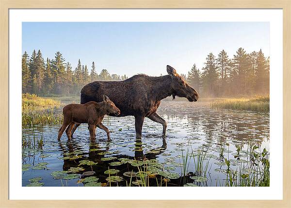 Moose Cow And Calf In Serenity