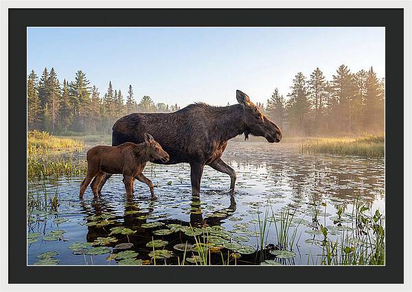 Moose Cow And Calf In Serenity